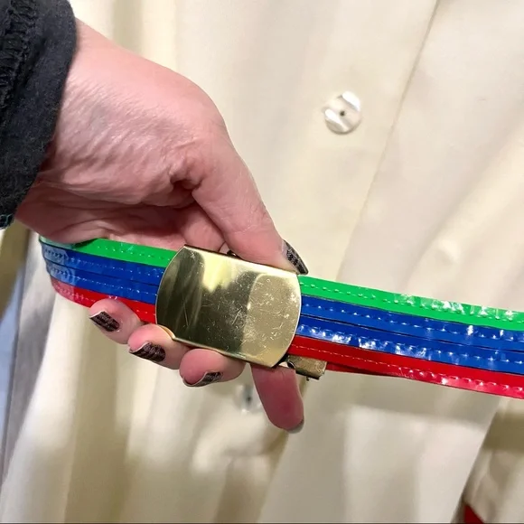 Vintage 1970s Rainbow Belted Dress - Picture 4 of 6